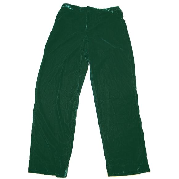 A New Day Women's Green Velour Pants Size 12 Pockets Wide Legs Recycled Material - Picture 1 of 6